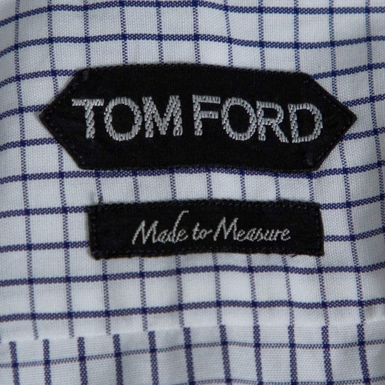 Pre Owned Tom Ford White Checked Cotton Su Misura Long Sleeve Shirt XL