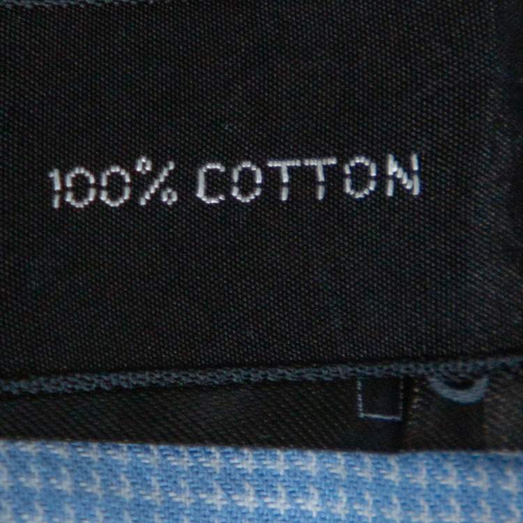 Pre Owned Tom Ford Blue Micro Check Su Misura Long Sleeve Shirt XXL