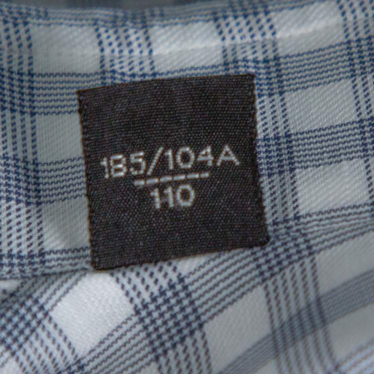 Pre Owned Tom Ford White & Blue Checkered Su Misura Long Sleeve Shirt XXL