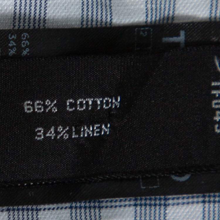 Pre Owned Tom Ford White & Blue Checkered Su Misura Long Sleeve Shirt XXL