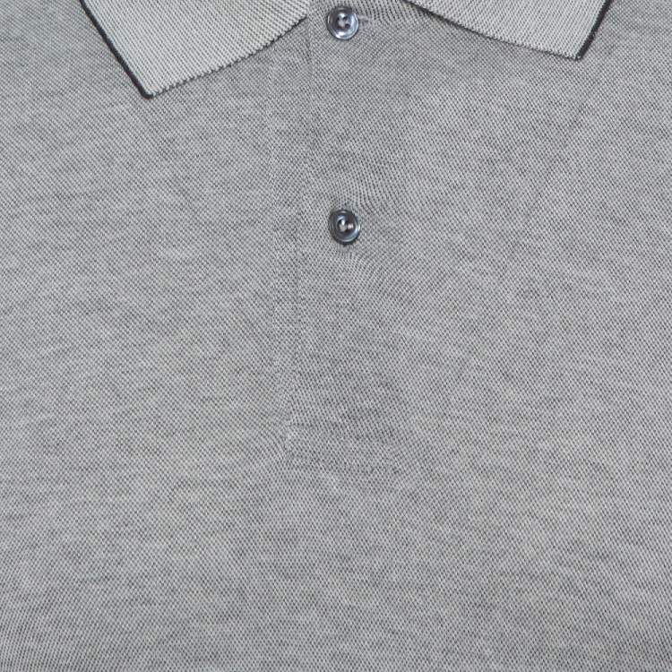 Pre Owned Tom Ford Monochrome Cashmere Blend Pique Knit Polo T Shirt M