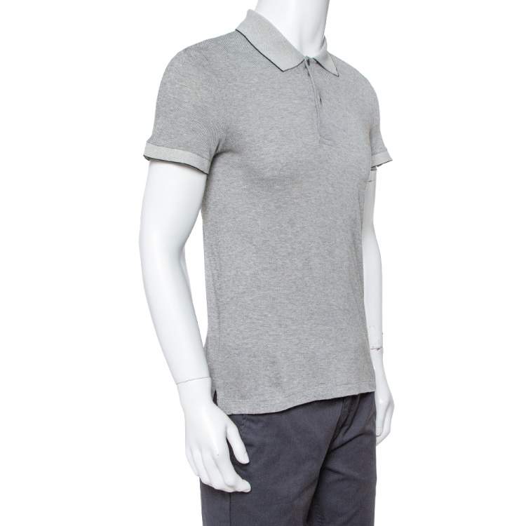 Pre Owned Tom Ford Monochrome Cashmere Blend Pique Knit Polo T Shirt M
