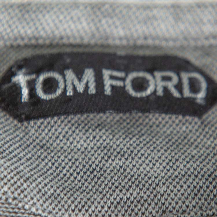 Pre Owned Tom Ford Monochrome Cashmere Blend Pique Knit Polo T Shirt M