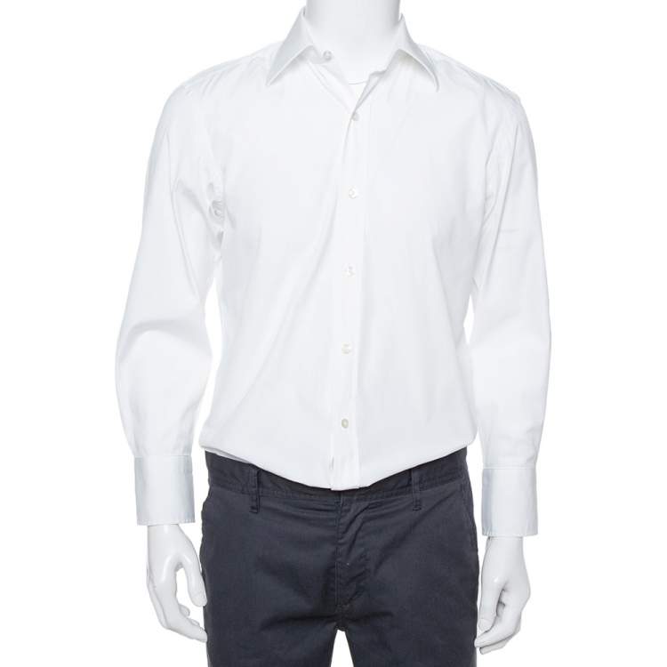 Tom Ford White Cotton Piquet Plastron Shirt L Tom Ford | The Luxury Closet