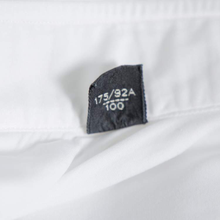 Pre Owned Tom Ford White Cotton Piquet Plastron Shirt L