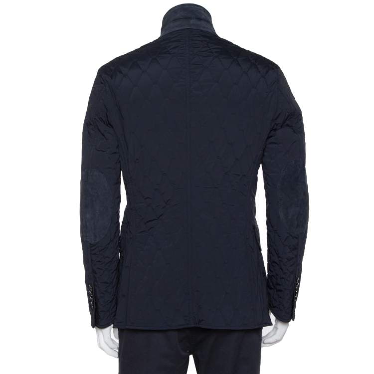 Pre Owned Tom Ford Navy Blue Synthetic Quilted Jacket L