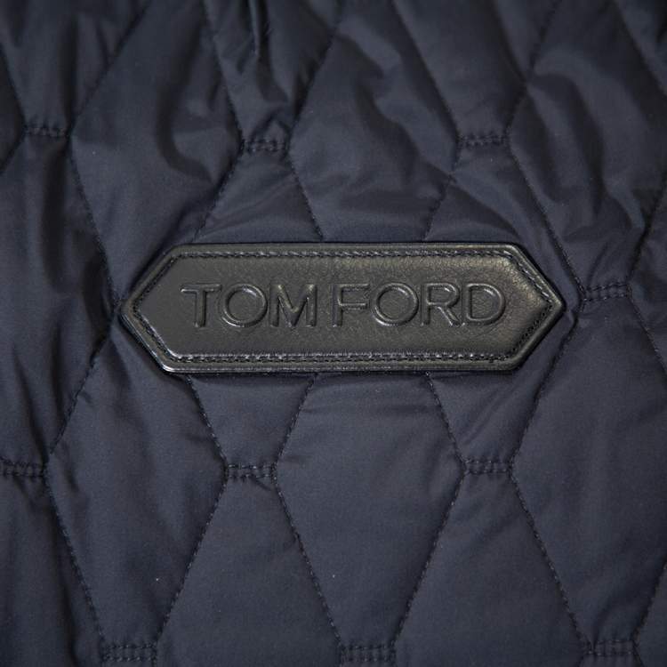 Pre Owned Tom Ford Navy Blue Synthetic Quilted Jacket L