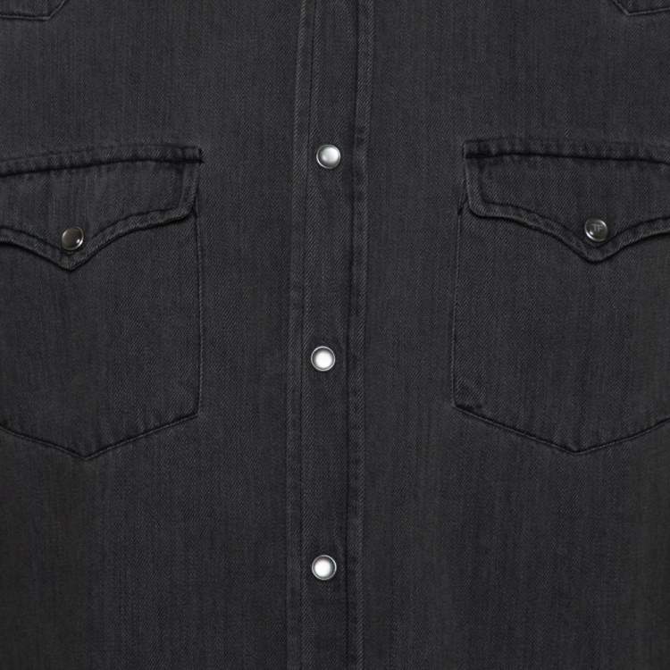 Pre Owned Tom Ford Grey Denim Button Front Long Sleeve Shirt XL