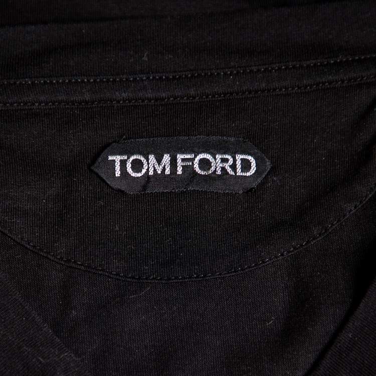 Pre Owned Tom Ford Black Cotton V-Neck T-Shirt S