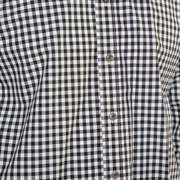 Pre Owned Tom Ford Monochrome Checkered Cotton Button Front Shirt L
