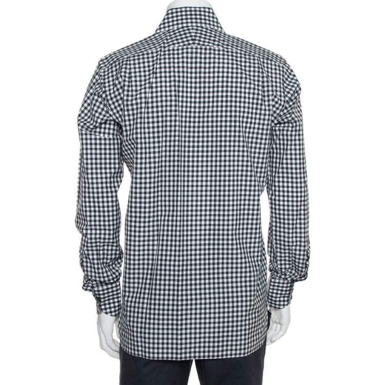 Pre Owned Tom Ford Monochrome Checkered Cotton Button Front Shirt L