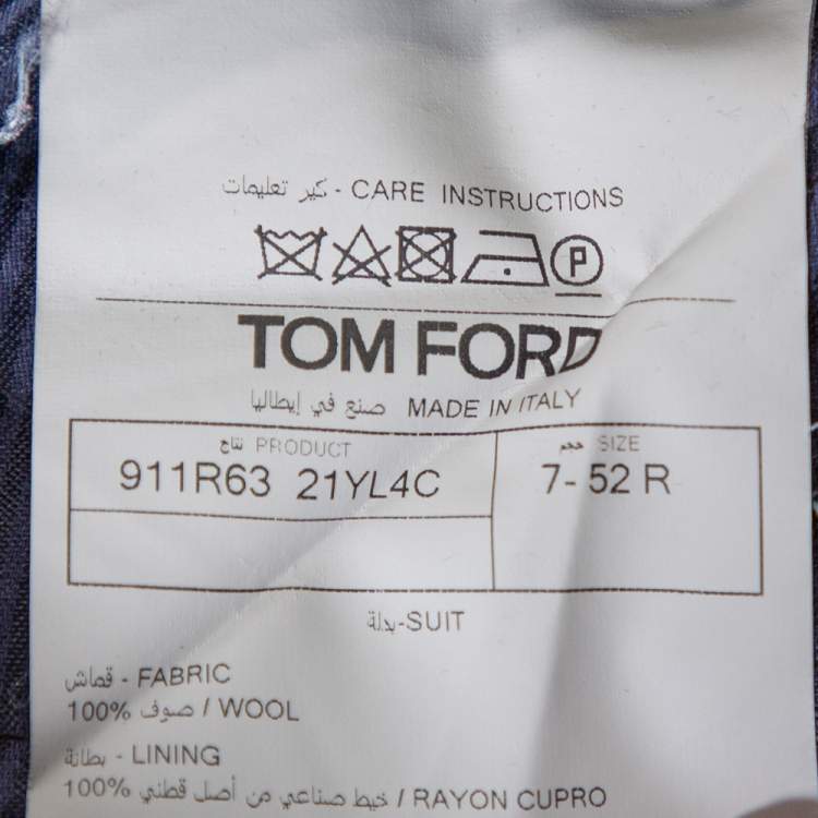 Pre Owned Tom Ford Navy Blue Wool Prince Of Wales O'Connor Suit XL