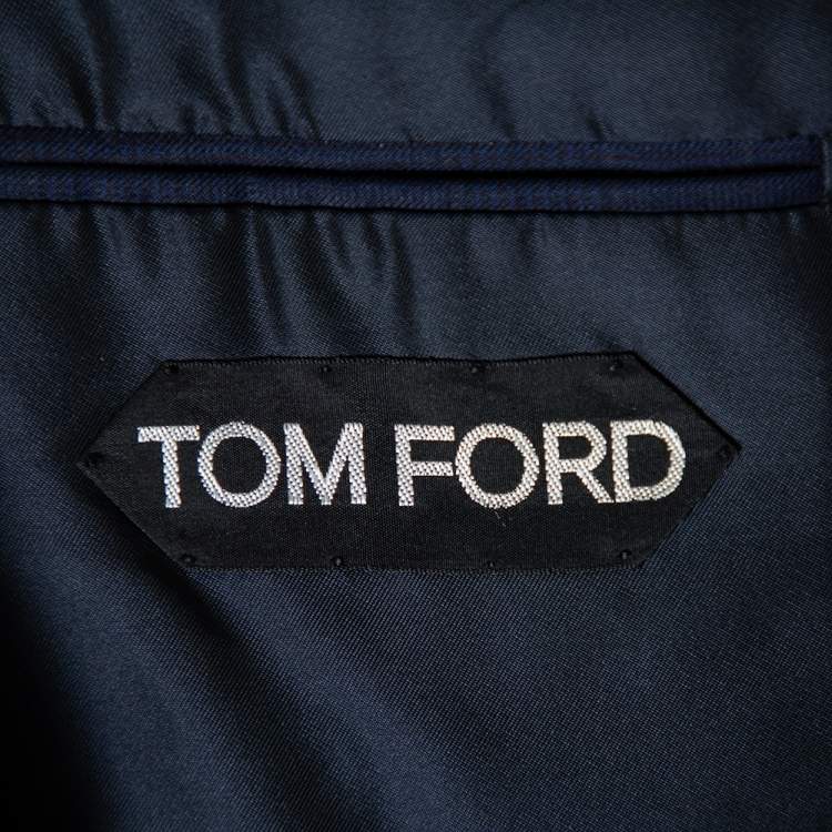 Pre Owned Tom Ford Navy Blue Wool Prince Of Wales O'Connor Suit XL