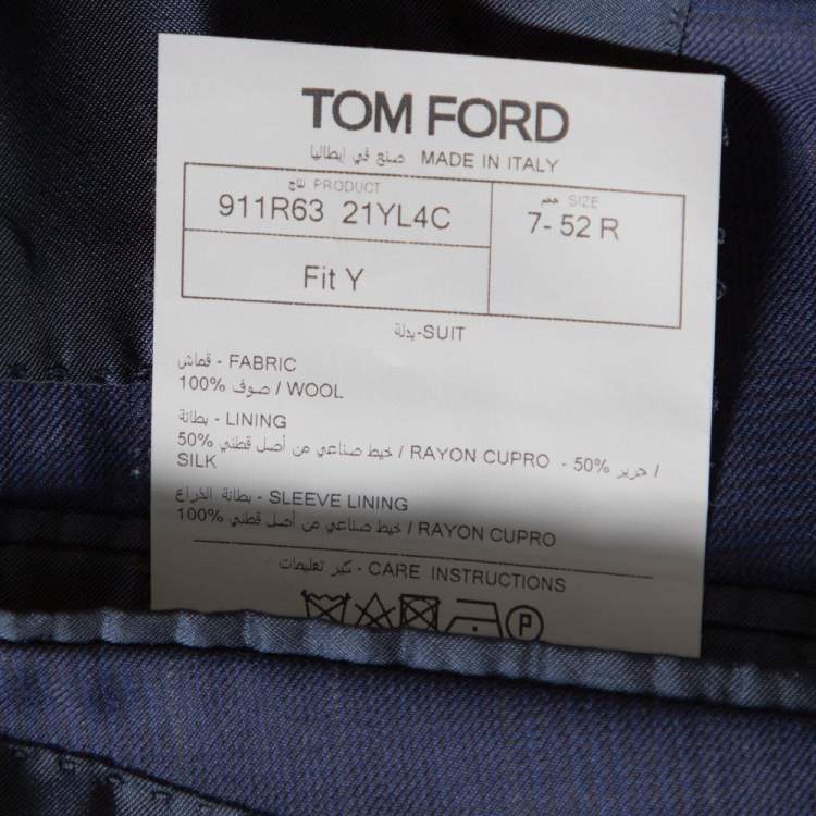 Pre Owned Tom Ford Navy Blue Wool Prince Of Wales O'Connor Suit XL