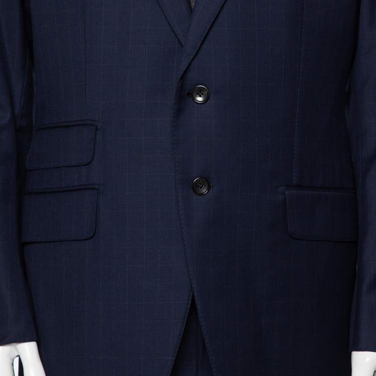 Pre Owned Tom Ford Navy Blue Wool Prince Of Wales O'Connor Suit XL
