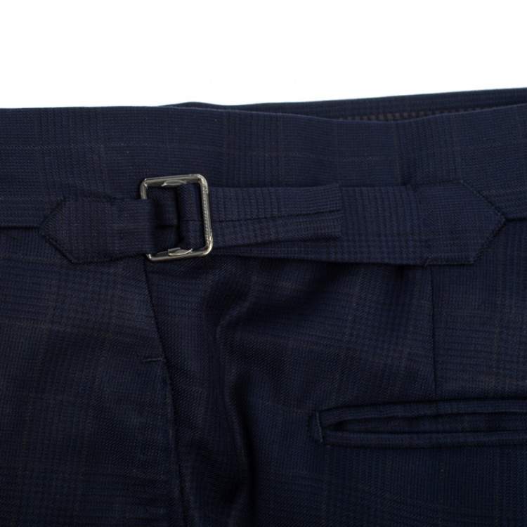 Pre Owned Tom Ford Navy Blue Wool Prince Of Wales O'Connor Suit XL