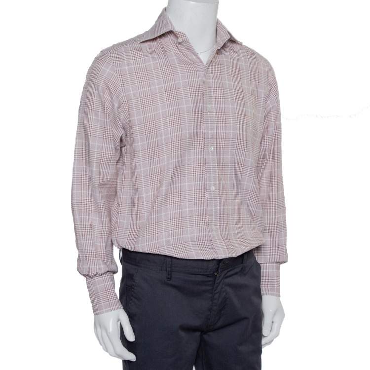 Pre Owned Tom Ford Beige Checkered Cotton Button Front Shirt M