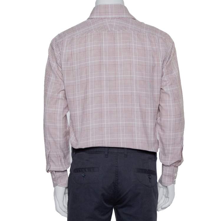 Pre Owned Tom Ford Beige Checkered Cotton Button Front Shirt M