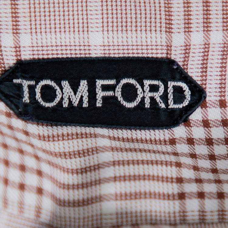 Pre Owned Tom Ford Beige Checkered Cotton Button Front Shirt M