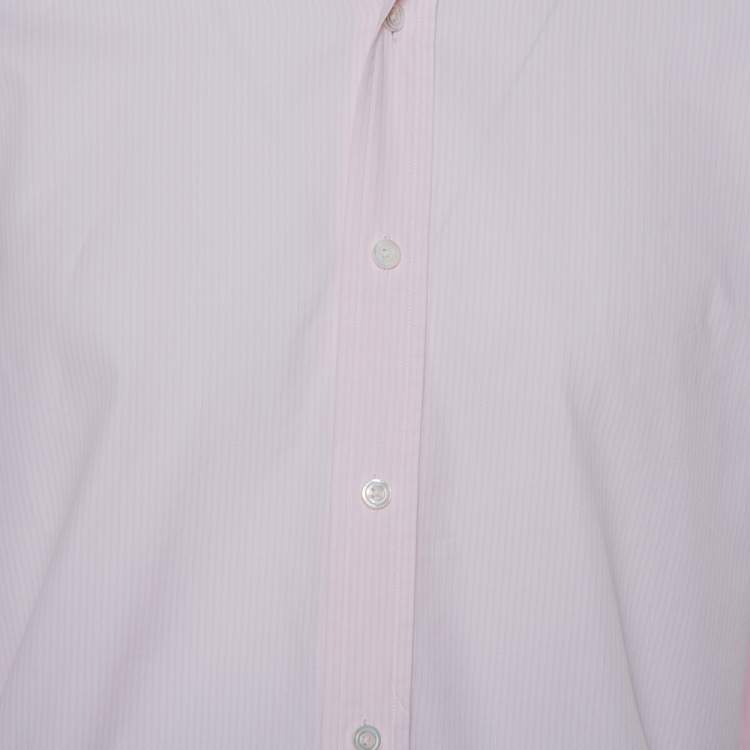 Pre Owned Tom Ford Pink Striped Cotton Button Front Shirt L