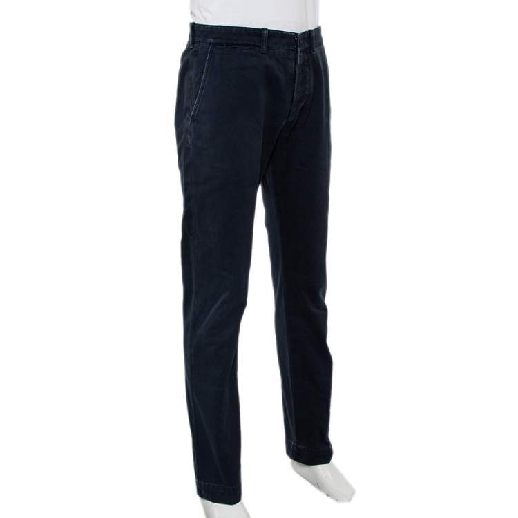 Pre Owned Tom Ford Navy Blue Cotton Chino Trousers M