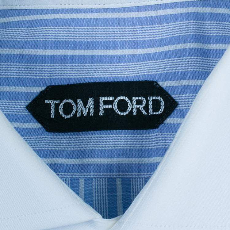 Pre Owned Tom Ford Men's Blue Fine Striped Shirt S
