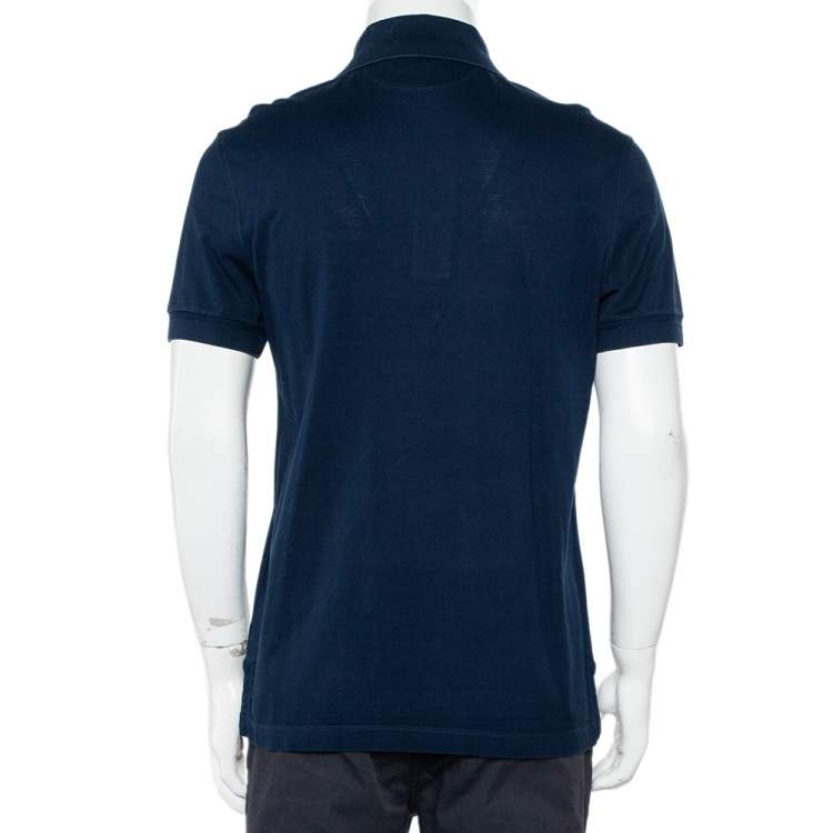 Pre Owned Tom Ford Navy Blue Cotton Knit Polo T-Shirt XL