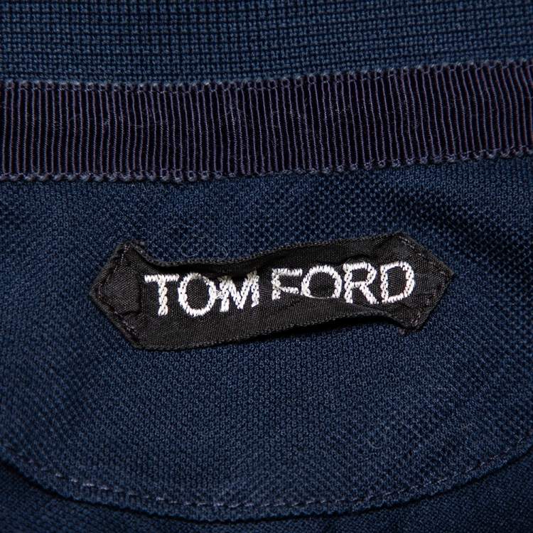 Pre Owned Tom Ford Navy Blue Cotton Knit Polo T-Shirt XL