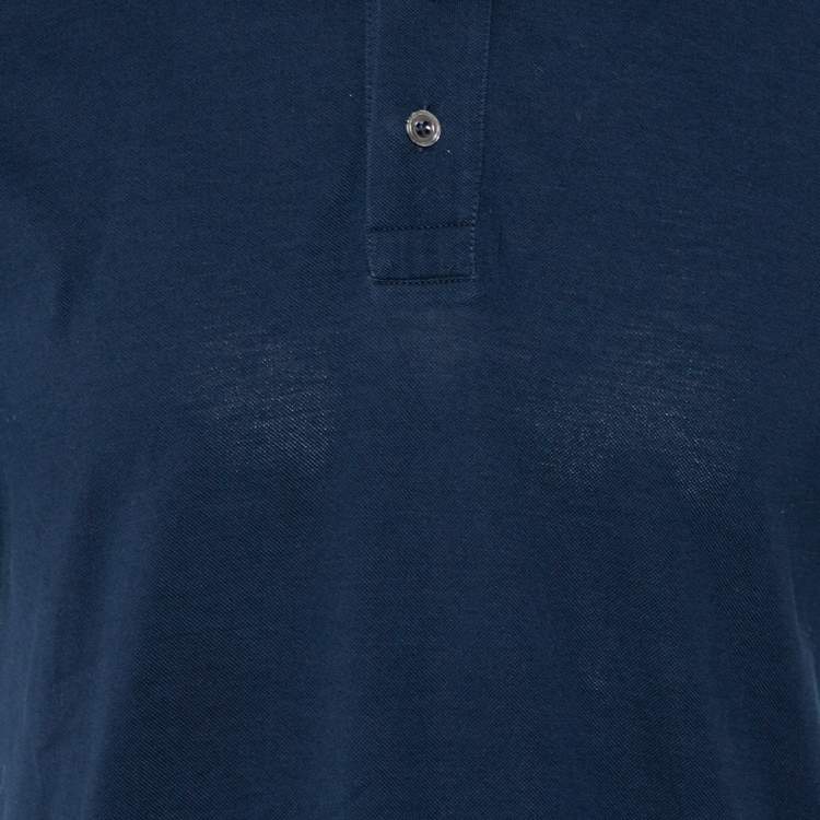 Pre Owned Tom Ford Navy Blue Cotton Knit Polo T-Shirt XL