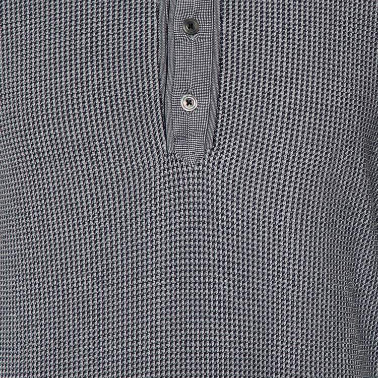 Pre Owned Tom Ford Navy Blue Patterned Knit Polo T-Shirt XL