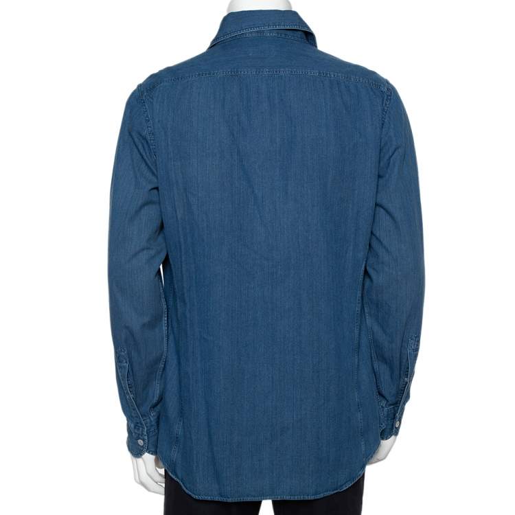 Pre Owned Tom Ford Blue Lightweight Denim Button Front Shirt XXL