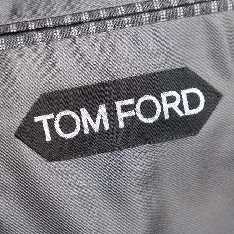 Pre Owned Tom Ford Grey Striped Wool Button Front Blazer XXL
