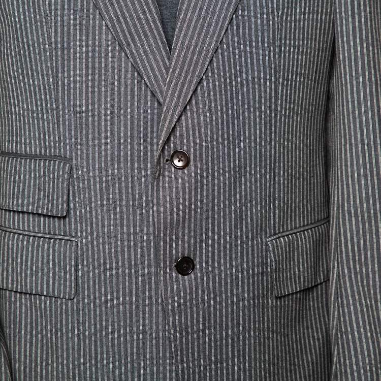Pre Owned Tom Ford Grey Striped Wool Button Front Blazer XXL