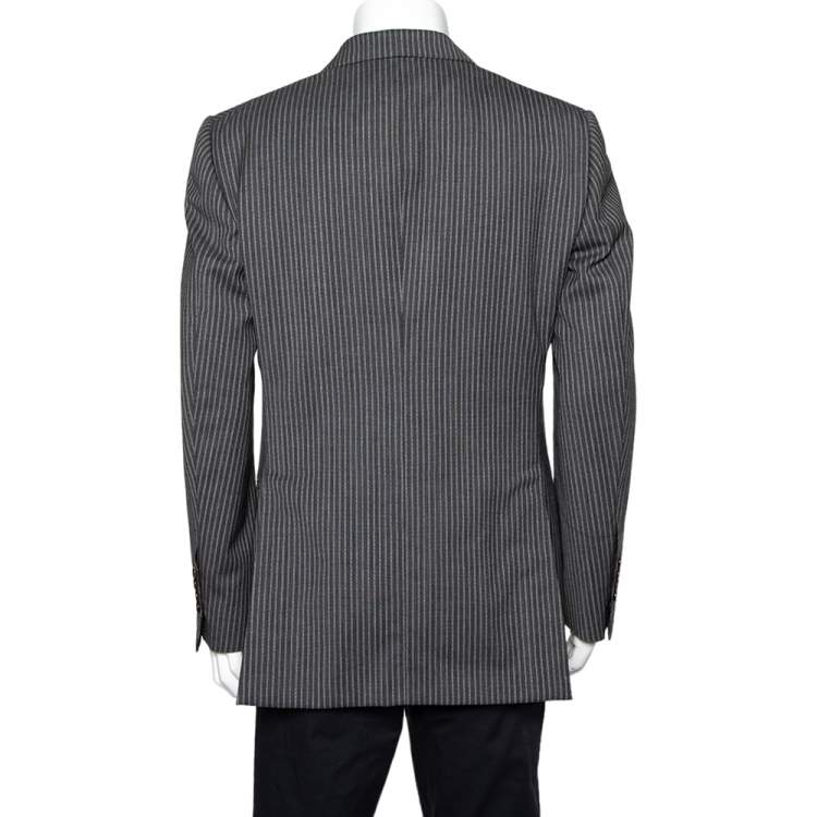 Pre Owned Tom Ford Grey Striped Wool Button Front Blazer XXL