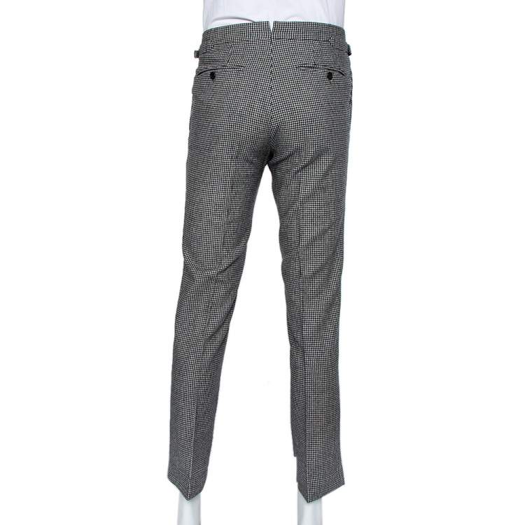 Pre Owned Tom Ford Monochrome Wool Pied de Poule O'Connor Trousers M
