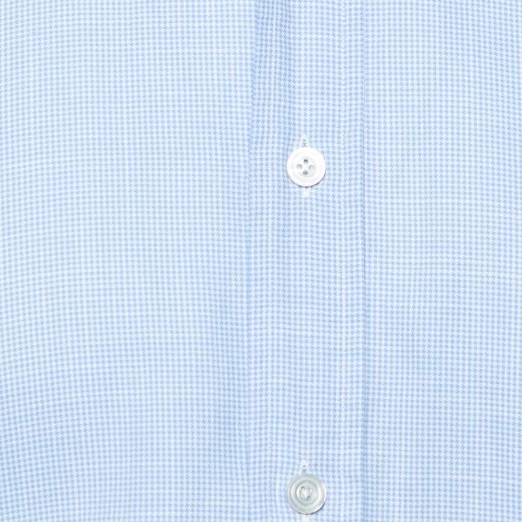 Pre Owned Tom Ford Sky Blue Cotton Patterned Shirt XL 
