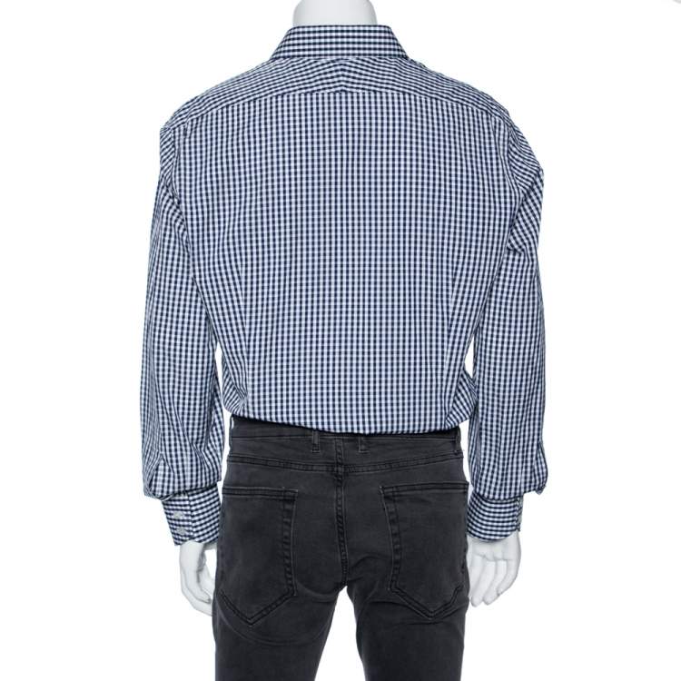 مملوكة مسبقًا Tom Ford Blue Gingham Check Cotton Shirt XXXL 