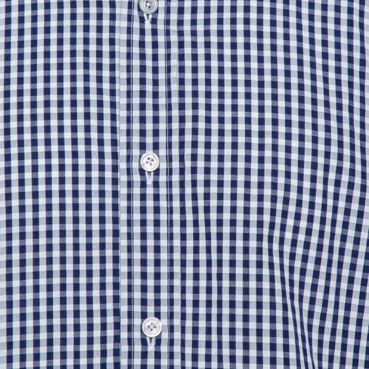 مملوكة مسبقًا Tom Ford Blue Gingham Check Cotton Shirt XXXL 