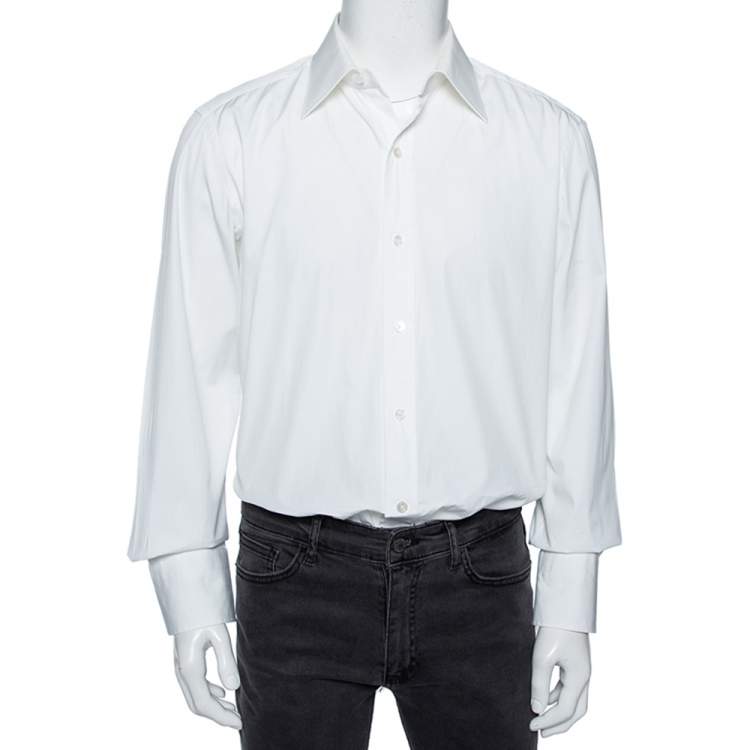 Pre Owned Tom Ford White Cotton Barrel Cuff Poplin Shirt XXL 