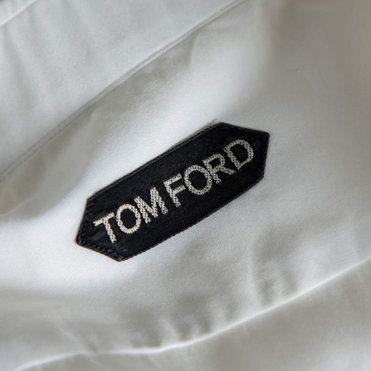 مملوكة مسبقًا Tom Ford White Cotton Barrel Cuff Poplin Shirt XXL 
