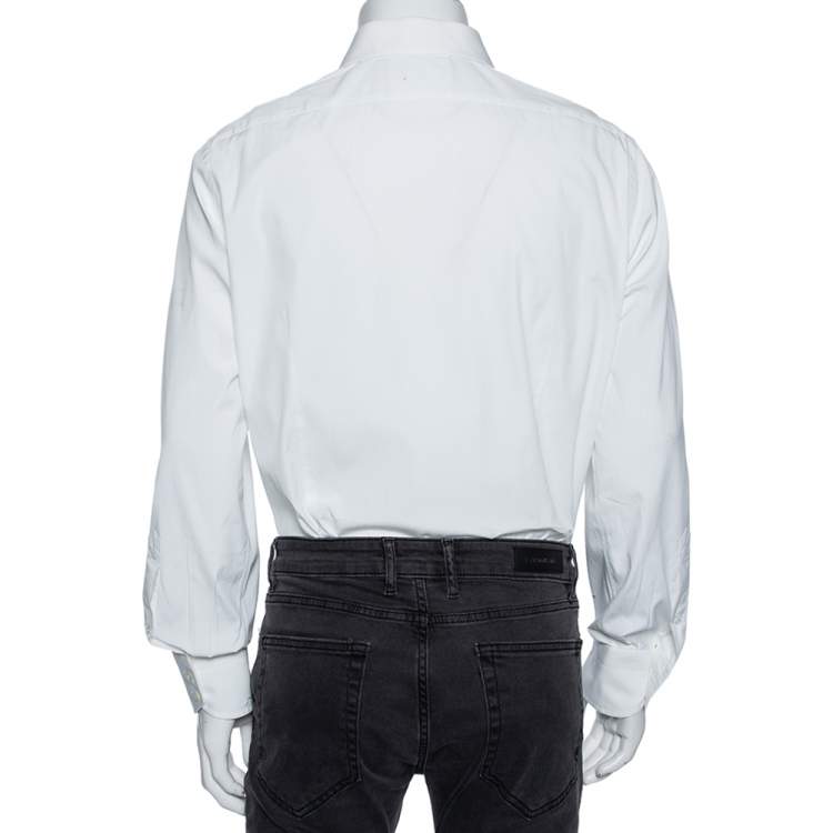 مملوكة مسبقًا Tom Ford White Cotton Barrel Cuff Poplin Shirt XXL 