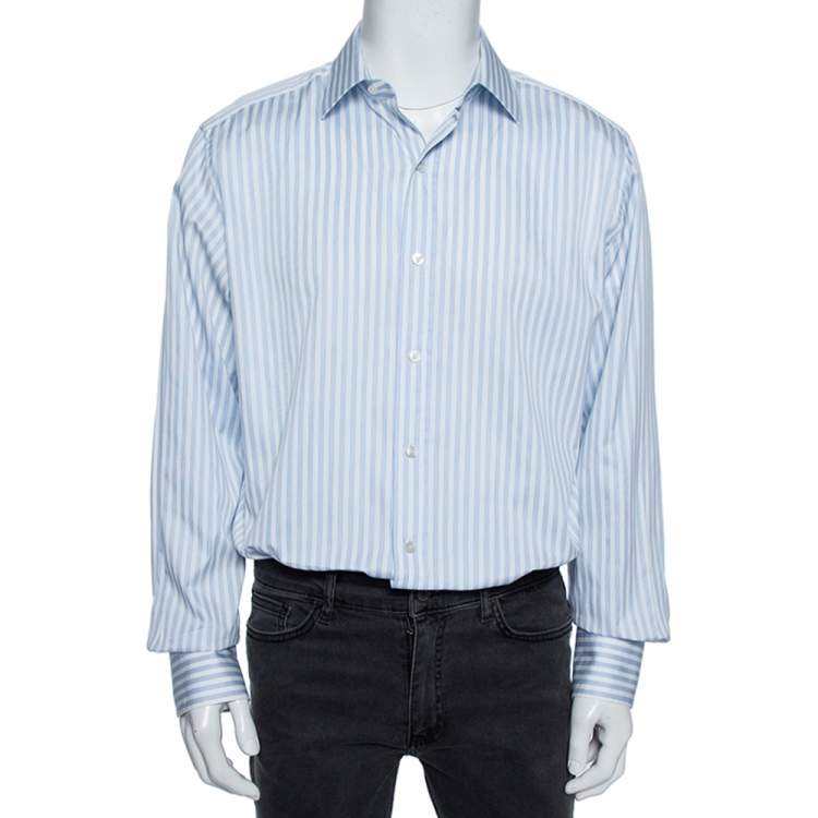 Pre Owned Tom Ford Blue Striped Cotton Button Up Shirt XXXL 