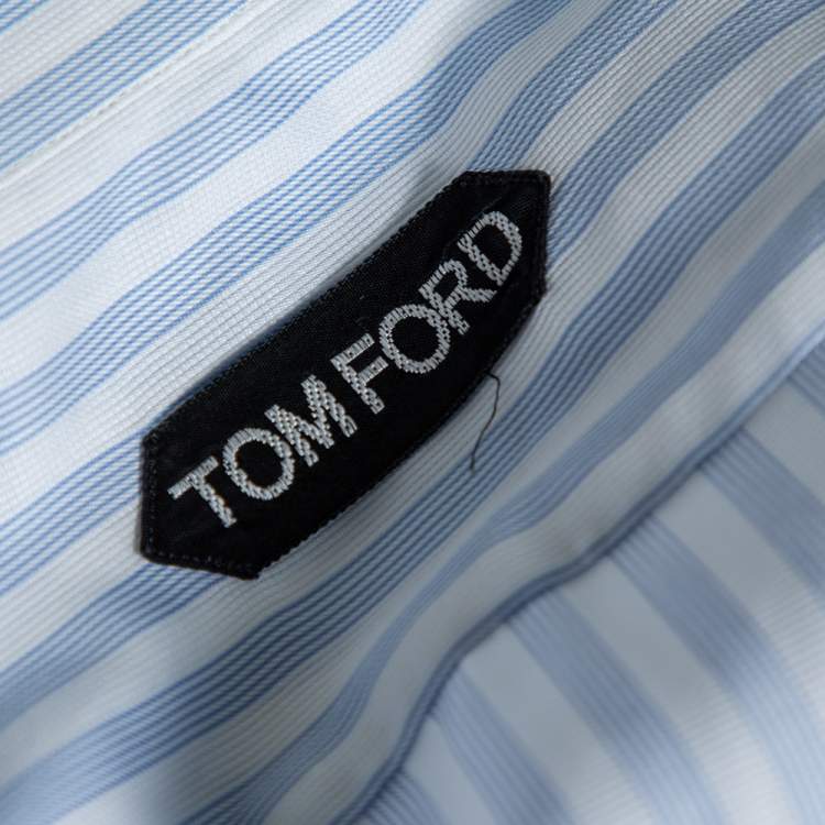Pre Owned Tom Ford Blue Striped Cotton Button Up Shirt XXXL 