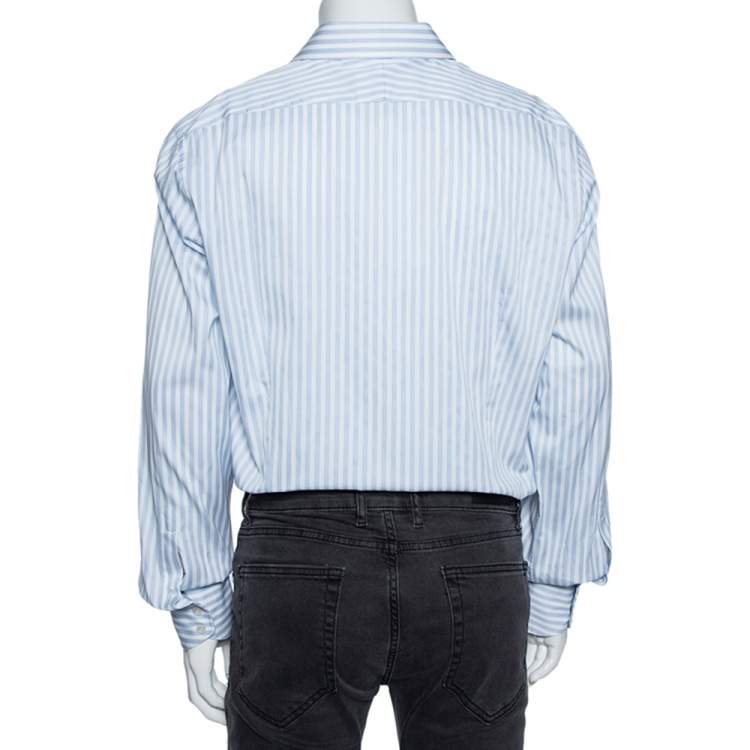 Pre Owned Tom Ford Blue Striped Cotton Button Up Shirt XXXL 