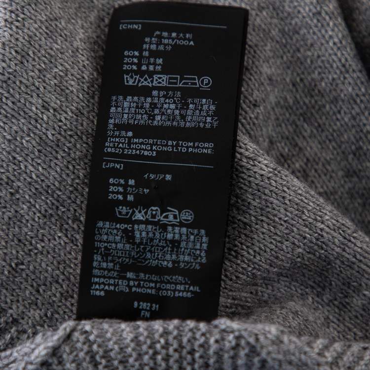 Pre Owned Tom Ford Grey Cotton Knit Henley Sweater XL 