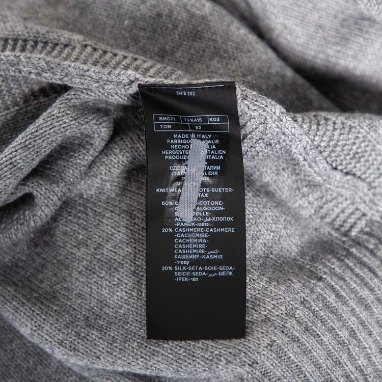 Pre Owned Tom Ford Grey Cotton Knit Henley Sweater XL 