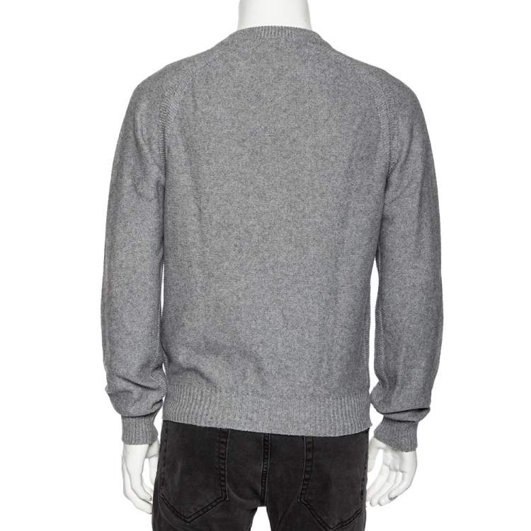 Pre Owned Tom Ford Grey Cotton Knit Henley Sweater XL 
