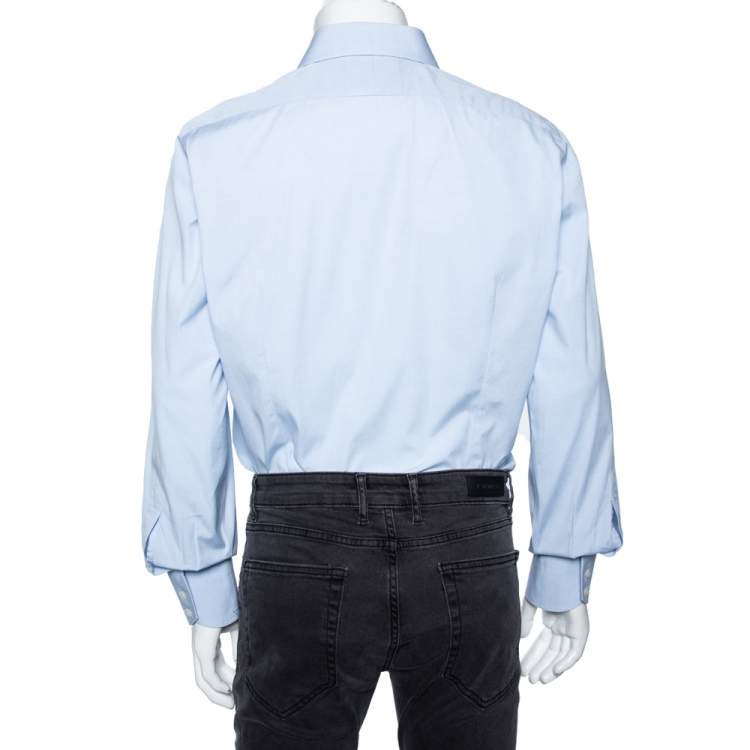 Pre Owned Tom Ford Light Blue Cotton Barrel Cuff Poplin Shirt XXL 