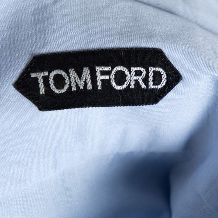 Pre Owned Tom Ford Light Blue Cotton Barrel Cuff Poplin Shirt XXL 