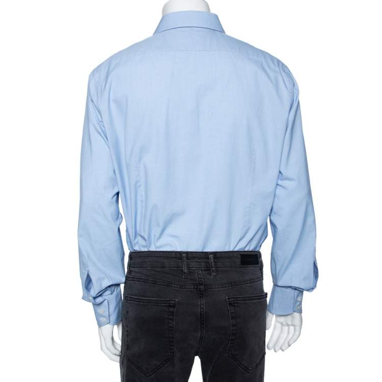 مملوكة مسبقًا Tom Ford Sky Blue Cotton Patterned Shirt XXL 